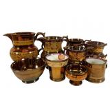 Nine Copper Lusterware Pieces