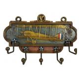 Metal Airplane-Themed Wall Hook Rack