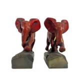 Pair Painted Metal Elephant Bookends