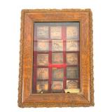 Framed Collection of 15 Printing Stamps