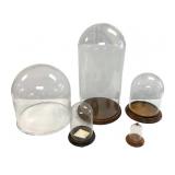 Five Glass Display Domes with Bases