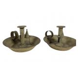 Two Tin Chamberstick Candle Holders