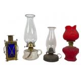 Four Antique Oil and Candle Lanterns
