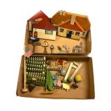 Painted Wooden Village Set with Figures