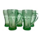 5 Green Coca-Cola Glass Mugs