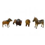 Four Hand-Carved Wooden Animals