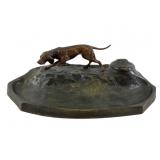 Bronze Inkwell with Hunting Dog Motif