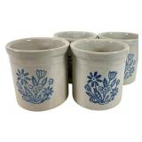 4 Stoneware Crocks with Floral Design