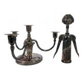 Sheffield Plated Candelabra and Godinger Corkscrew