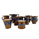 9 Copper Lusterware Pitchers