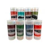 Eight Classic Cars Glass Tumblers