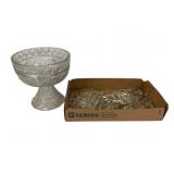 Cut Glass Compote and Box of Prisms