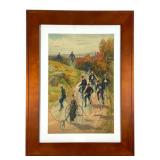 Hy Sandham Signed Cycling Scene Print