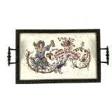Porcelain Tray with Metal Frame and Handles
