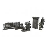 Pewter Figurines and Outhouse