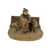 Plaster Sculpture of a Women on Bench