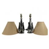 Pair Art Deco Style Chrome Lamps