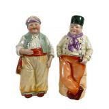 Pair German Ceramic Figural Decanters