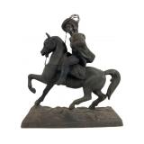 Antique Cast Metal Horse and Rider Figurine