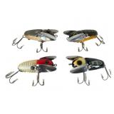 4 Heddon Crazy Crawler Wooden Lures