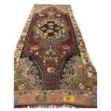 Early Kilim Hand-Tied Rug with Fringe