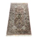 Hand-Tied Silk Area Rug with Fringe Edges