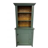 Green Painted Modern Primitive Style Cupboard