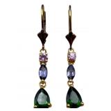 14K Multi Gemstone Drop Earrings