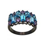 925 Blue Topaz and Amethyst Ring