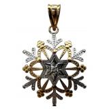 14k Dual-Tone Gold Snowflake Pendant