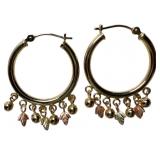 14k/12k Eterna Gold Dangle Hoop Earrings