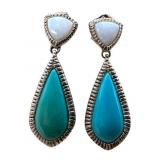 925 Silver Turquoise and Opal Earrings