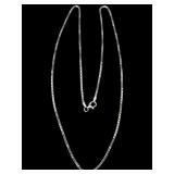 14k White Gold Box Chain Necklace, 18 Inches