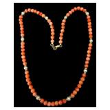Maui Divers 14K Coral and Pearl Necklace