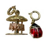 14K Gold Carousel & Ladybug Charms