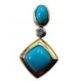 14k Diamond and Turquoise Pendant