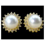 14k Ross Simons Pearl & Diamond Studs