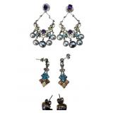 3 Pair 925 and 12k Gemstone Earrings