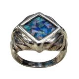 925 Australian Opal Inlay Ring