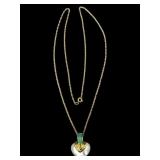 14k Gold Mother of Pearl Heart Necklace