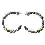 925 Pearl Hoop Earrings