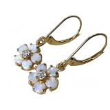 14k Opal & Diamond Dangle Earrings
