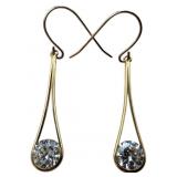 14k Diamonique CZ Drop Earrings