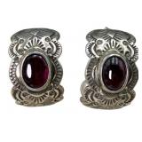 Signed 925 Garnet-like Stone Earrings