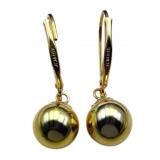 14k Hollow Bead Leverback Earrings