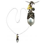 Sterling Silver & 18k Gold Pearl Necklace