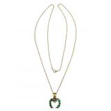14k Diamond Zambian Emerald Heart Necklace