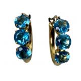 14K Blue Topaz Small Hoop Earrings
