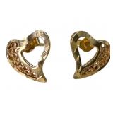 14K Yellow Gold Heart Earrings