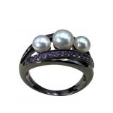 925 Honora Pearl & Amethyst Ring